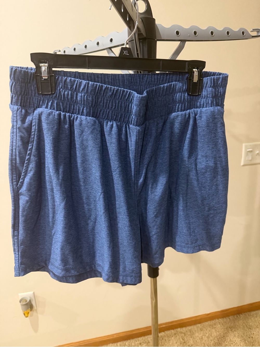 Athletic Works Heathered Blue Elastic-Waist Athletic Shorts